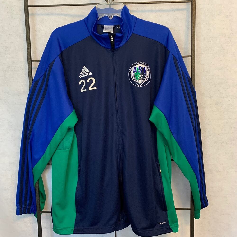 Adidas Soccer Blue Green Warm‎ Up Jacket Size XL